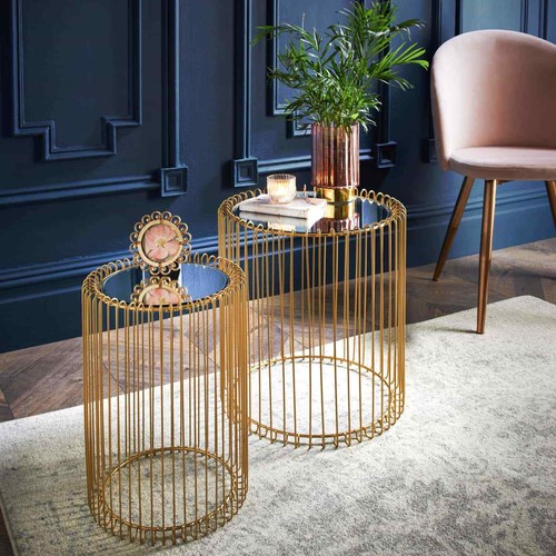 Round coffee table gold black - table, gold/black