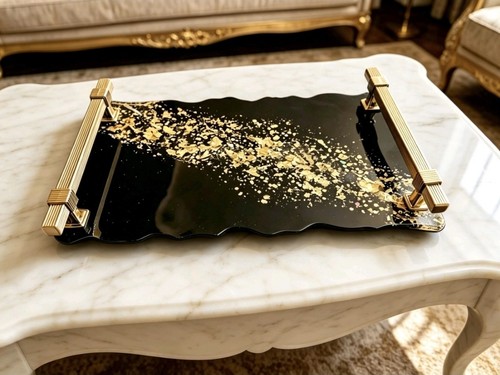 Black gold resin serving - resin,