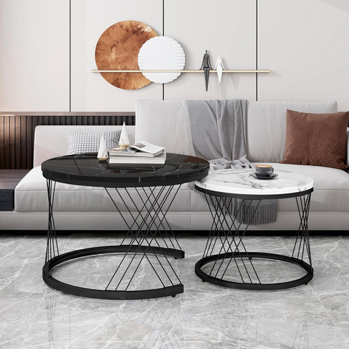 Round nesting coffee table set - table,