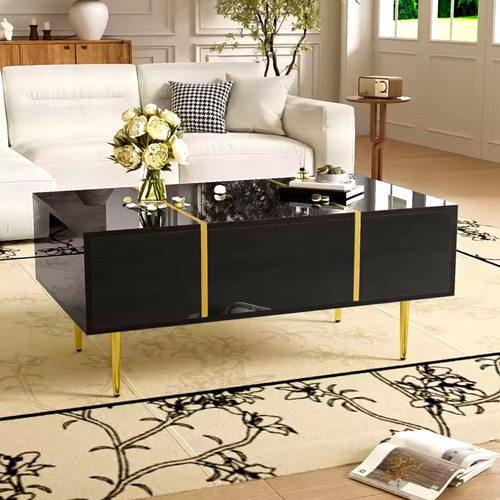 Black gloss rectangular coffee - black,