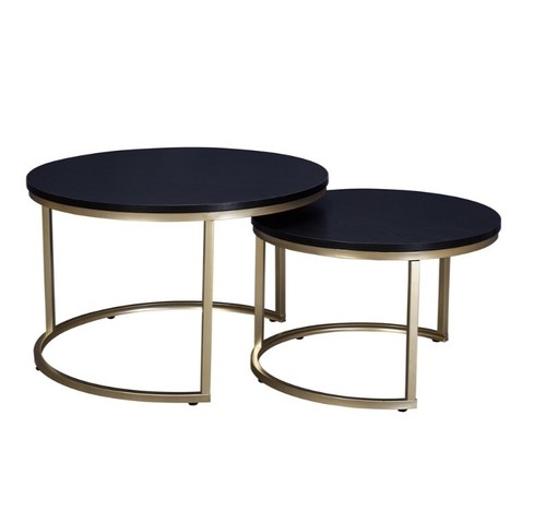 Round black coffee - table, nest