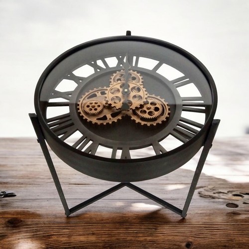 Gear clock coffee - table, black