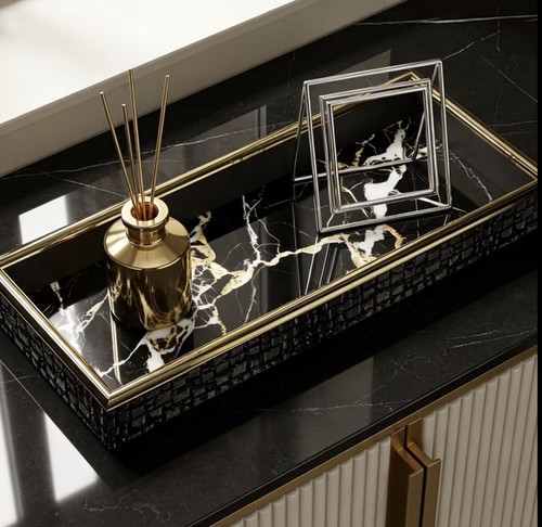 Black gold marble pattern - black,