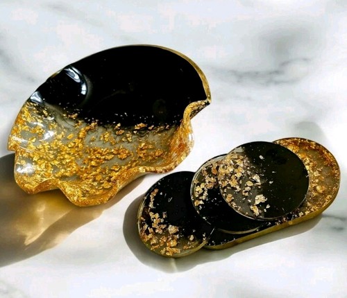Black gold resin - gold, coffee
