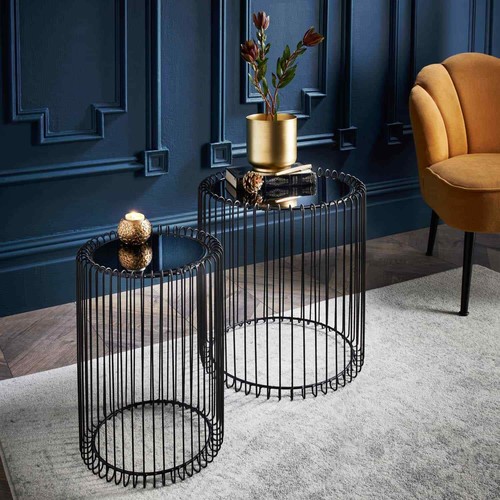 Round coffee table - coffee, gold/black