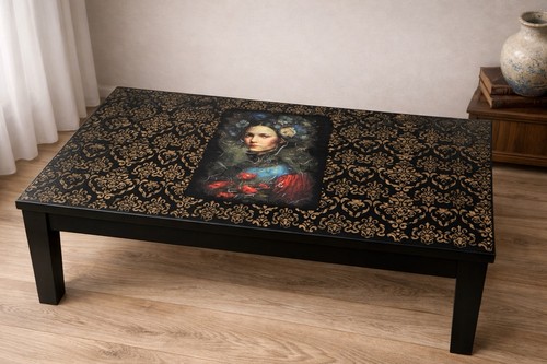 Handcrafted black coffee table - black,