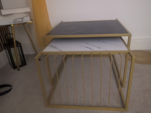 Glass marble coffe table - , 2